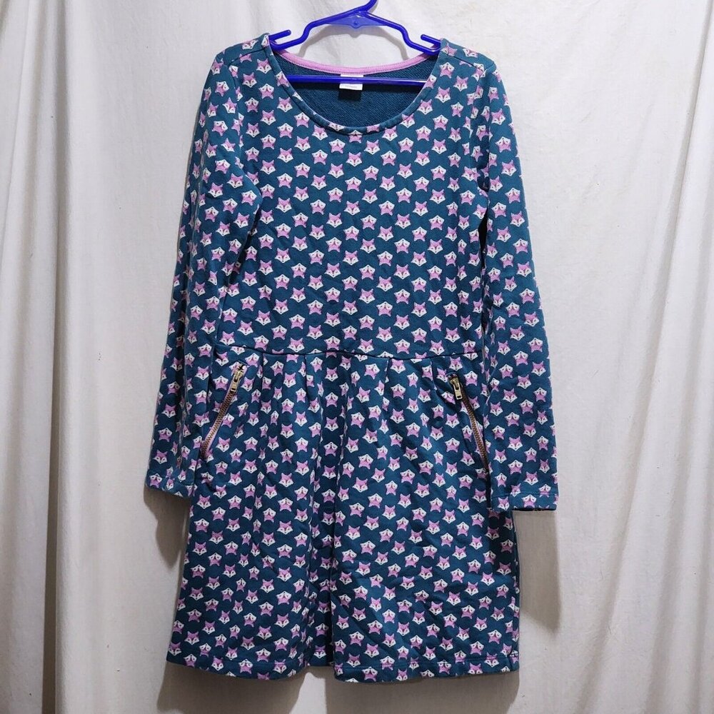 Gymboreeโ Woodland Weekend Teal Green Fox Long Sleeve Dress Girls Size 12